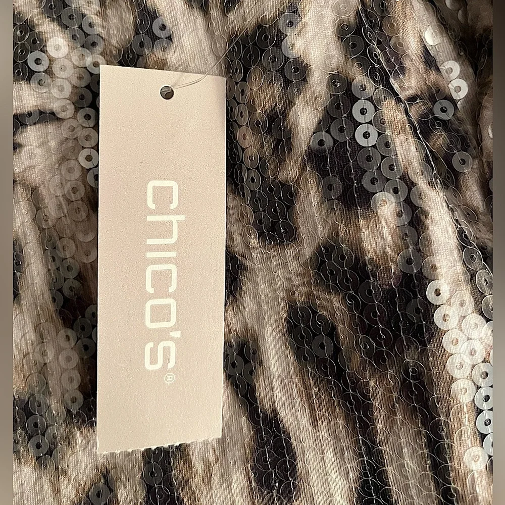 NWT Chico’s Cheetah-Print Sequin Top - Picture 5 of 12